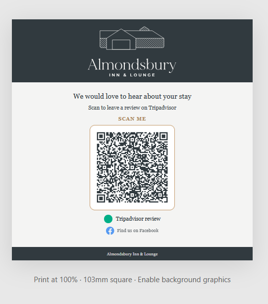 Square beer mat with Tripadvisor QR code