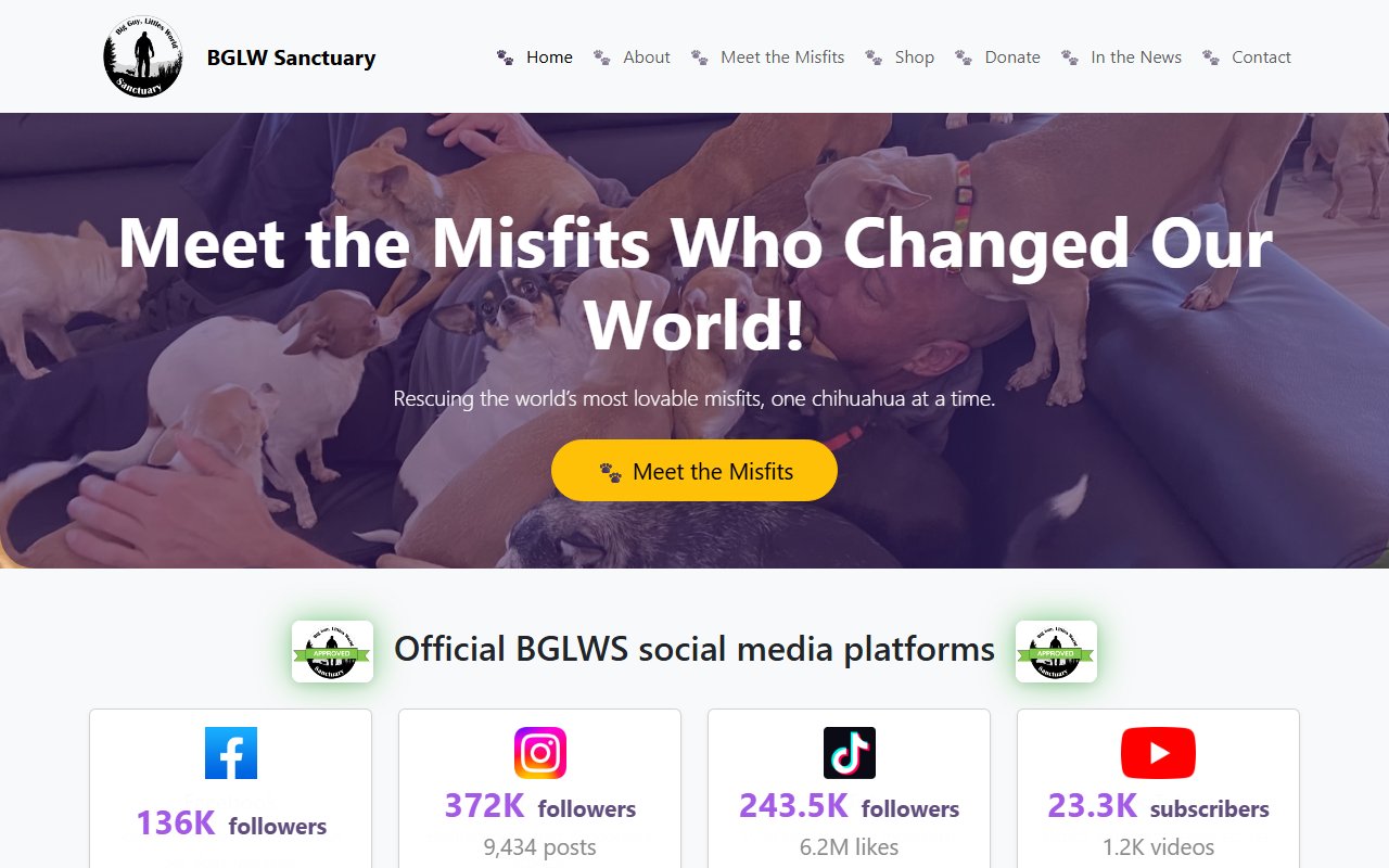 BGLWS Sanctuary website homepage