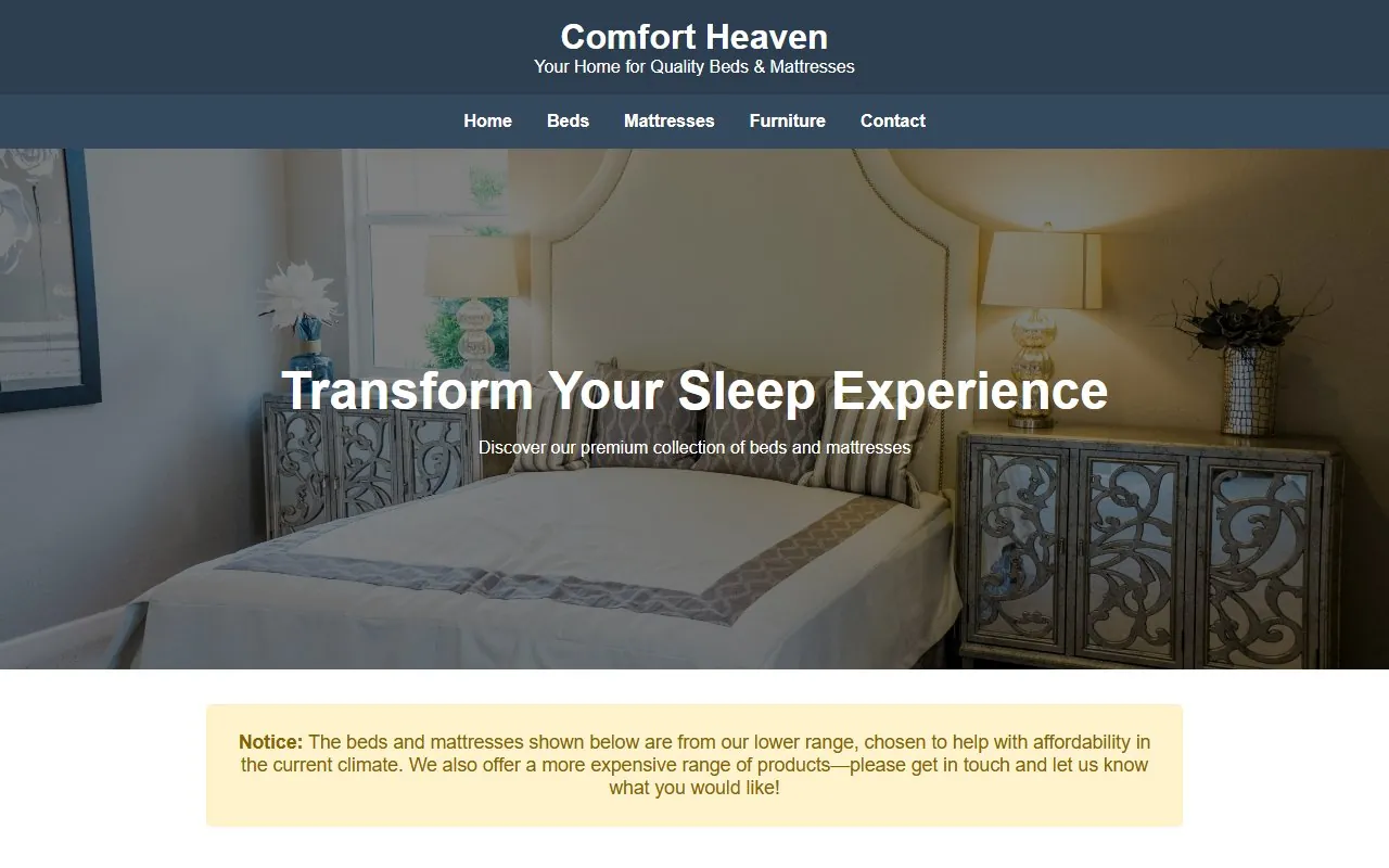 Comfort Heaven website