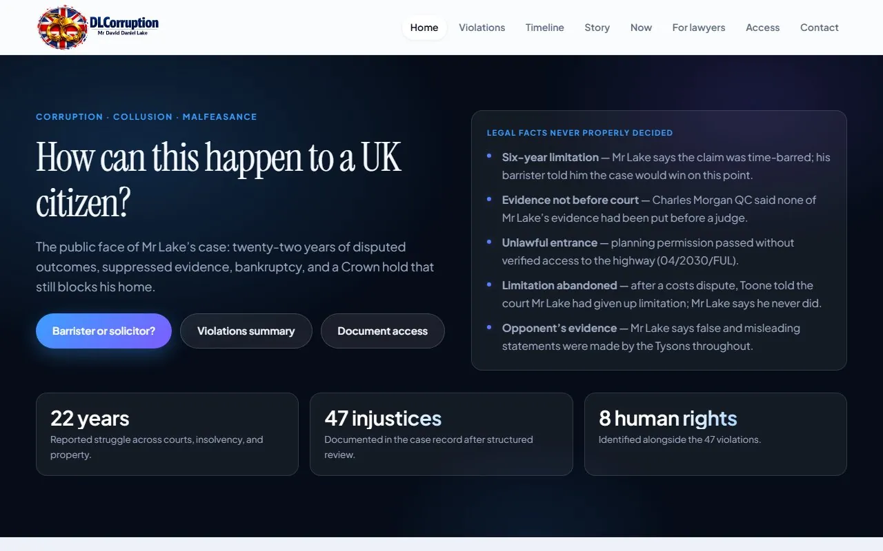 DLCorruption.uk case documentation website
